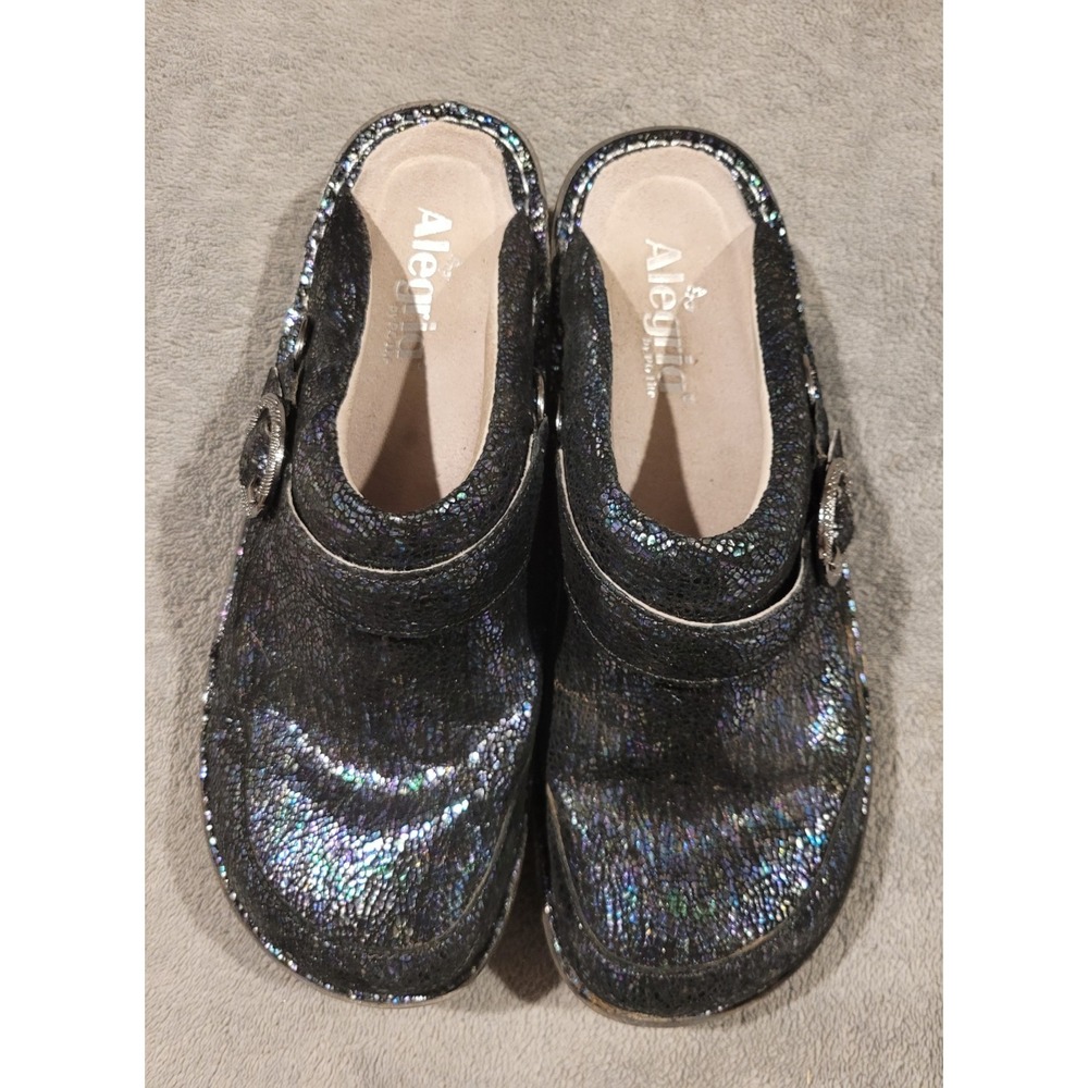 Alegria Seville Clog Black Dazzler (Model SEV-490) Size EU 39 US 9-9.5 Non-Slip